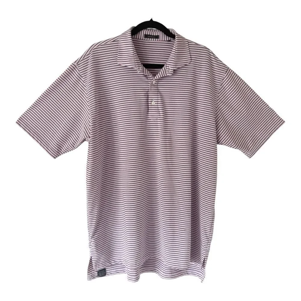 Turtleson Mens Short Sleeve Red White Blue Striped Golf Polo Shirt Extra Large